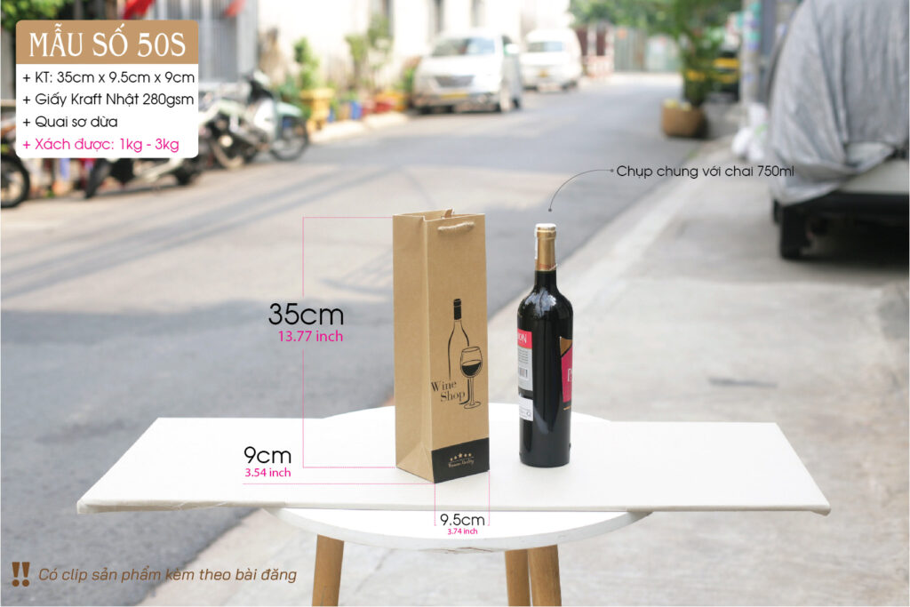 Kraft paper wine bag - Mẫu chuyên dùng cho loại 1 chai.