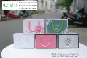 Túi giấy đựng son với 5 màu sắc khác nhau để khách chọn lựa.