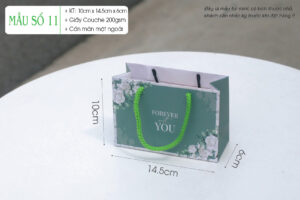 Mẫu túi giấy mini đựng son họa tiết Hoa xanh - Kích thước: 10cm x 14.5cm x 6cm.