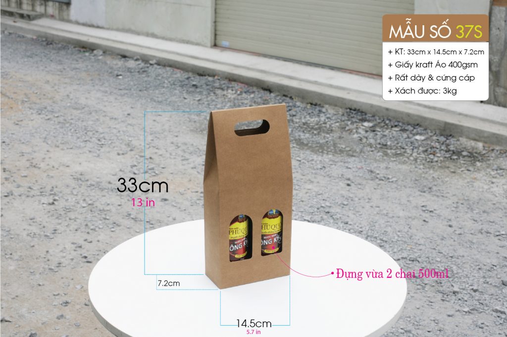 Hộp 37S đựng được 2 chai 500ml - Hoặc 2 chai nước mắm, mất ong làm quà trong dịp tết 2025