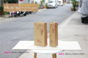 Túi kraft đựng rượu có 2 kích thước, dùng cho loại 1 chai và 2 chai.