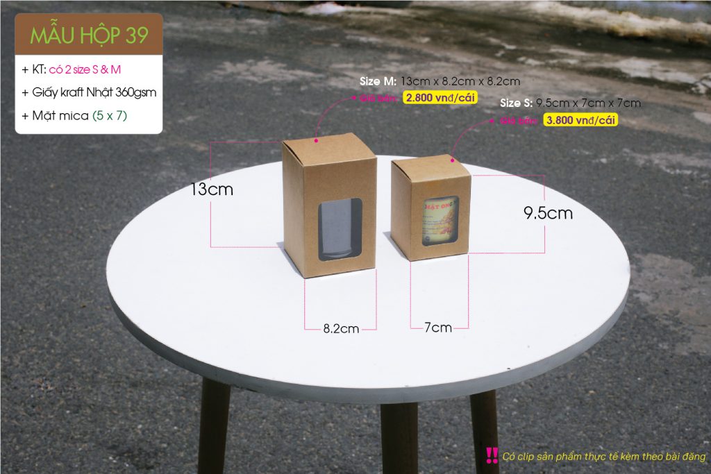 Hộp đựng nến thơm, nụ trầm hoặc hủ gia vị, mật ong bằng chất liệu giấy kraft.