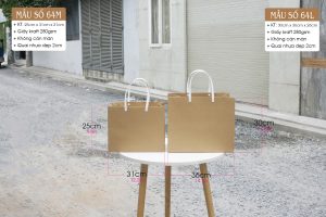 Túi giấy có 2 kích thước phù hợp với các loại quà tặng khác nhau, từ nhỏ đến lớn, giúp khách hàng dễ dàng lựa chọn.